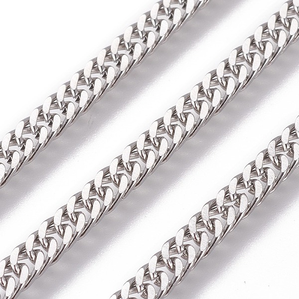 

PandaHall 304 Stainless Steel Curb Chains, with Spool, Unwelded, Stainless Steel Color, 3.8x1.5mm, Link: 5.5x3.8x0.6mm, about 32.8 Feet...
