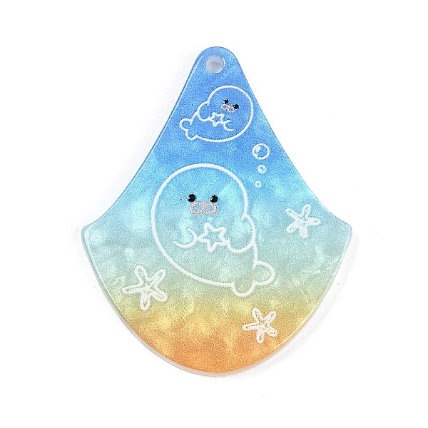 Marine Organism Series Fan Shape Acrylic Pendants