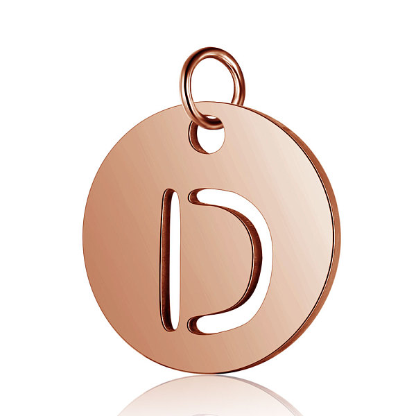 

PandaHall 304 Stainless Steel Charms, Flat Round with Letter, Rose Gold, Letter.D, 12x1mm, Hole: 2.5mm 304 Stainless Steel Letter D