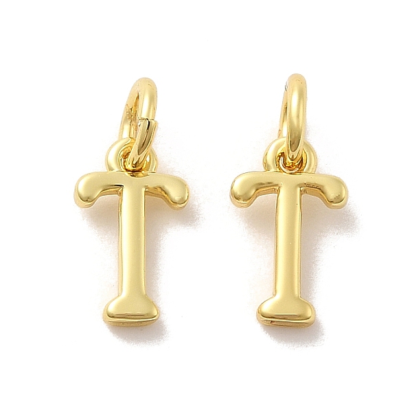 

PandaHall Brass Pendants, with Jump Ring, Letter T, 10x6x1.5mm, Ring: 5x1mm, inner diameter: 3mm Brass Letter T
