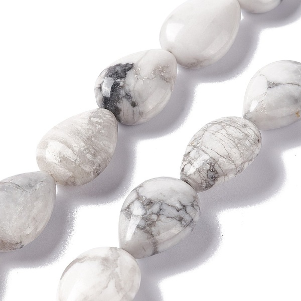 

PandaHall Natural Howlite Beads Strands, Teardrop, 18~19x13~14x7.5~8mm, Hole: 1.2mm, about 22pcs/strand, 15.35''~15.75''(39~40cm) Howlite...