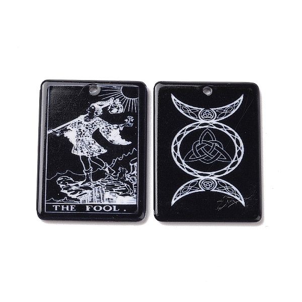 

PandaHall Printed Acrylic Pendants, Rectangle with Tarot Pattern, The Fool 0, 34x25x2mm, Hole: 1.8mm Acrylic Tarot Black