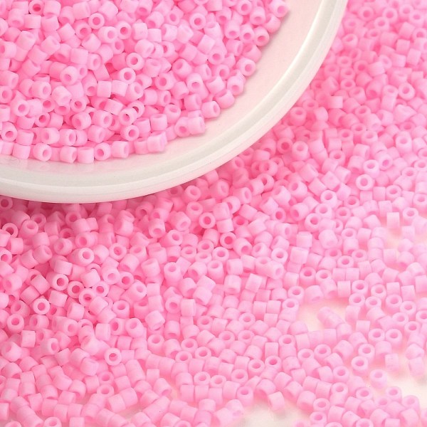 

PandaHall Cylinder Seed Beads, Frosted Colors, Uniform Size, Pearl Pink, 2x1.3~1.5mm, Hole: 0.8~1mm, about 40000pcs/bag, 450g/bag Glass