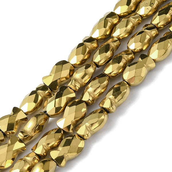 

PandaHall Electroplate Glass Beads Strands, Full Plated, Faceted, Fish, Golden Plated, 10.5x6x5mm, Hole: 1.4mm, about 55pcs/strand, 21.97...