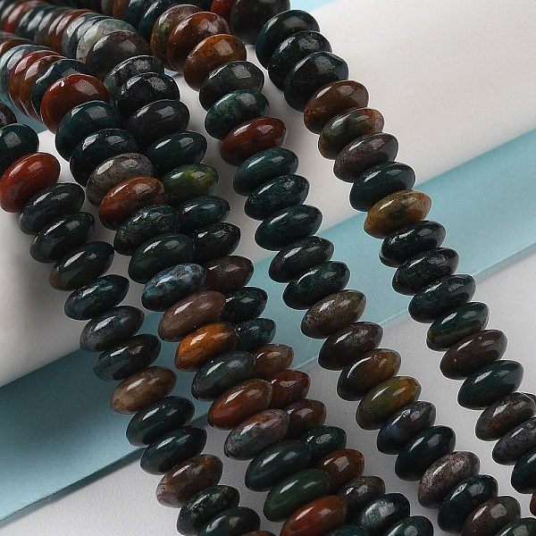 

PandaHall Natural Indian Agate Beads Strands, Saucer Beads, Rondelle, 6~6.5x3mm, Hole: 1mm, about 118~119pcs/strand, 15.35''(39cm) Indian...
