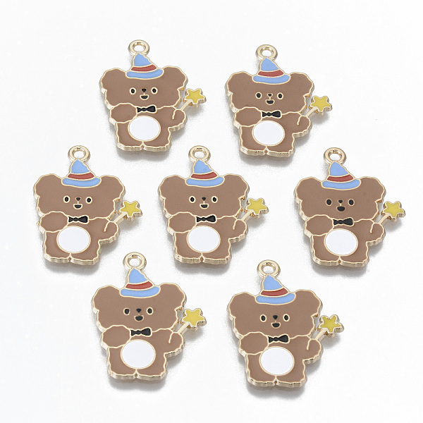 

PandaHall Alloy Enamel Pendants, Cadmium Free & Lead Free, Wizard bear, Light Gold, Saddle Brown, 28x21.5x1mm, Hole: 1.8mm Alloy+Enamel Bear