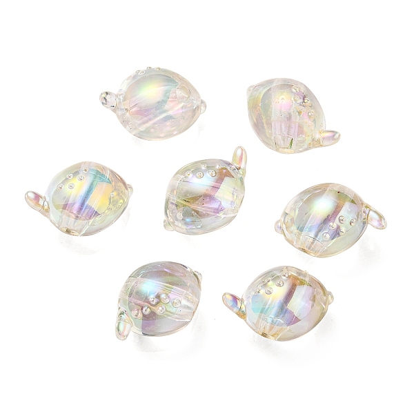 

PandaHall UV Plating Rainbow Iridescent Acrylic Beads, Two Tone Bead in Bead, Fish, Clear AB, 15x17x15mm, Hole: 3.5mm Acrylic Fish White