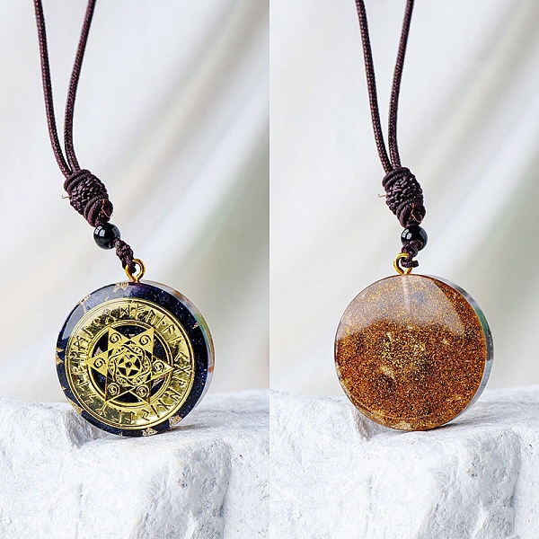 

PandaHall Gemstone Orgone Pendant Necklace, Star of David Necklace, Chocolate, 15.35 inch(39cm) Gemstone Flat Round Brown