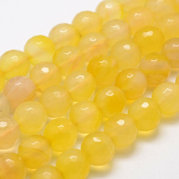 

PandaHall Natural Agate Bead Strands, Dyed, Faceted, Round, Yellow, 12mm, Hole: 1.5mm, about 30~32pcs/strand, 14 inch Natural Agate Round...