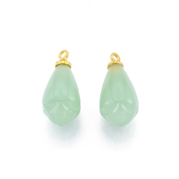 

PandaHall Glass Charms, with Golden Tone Alloy Findings, Teardrop, Dark Sea Green, 20.5x9mm, Hole: 1.8mm Alloy+Glass Teardrop