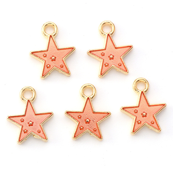 

PandaHall Alloy Enamel Charms, Star, Light Gold, Light Coral, 12x10x2mm, Hole: 1.6mm Alloy+Enamel Star