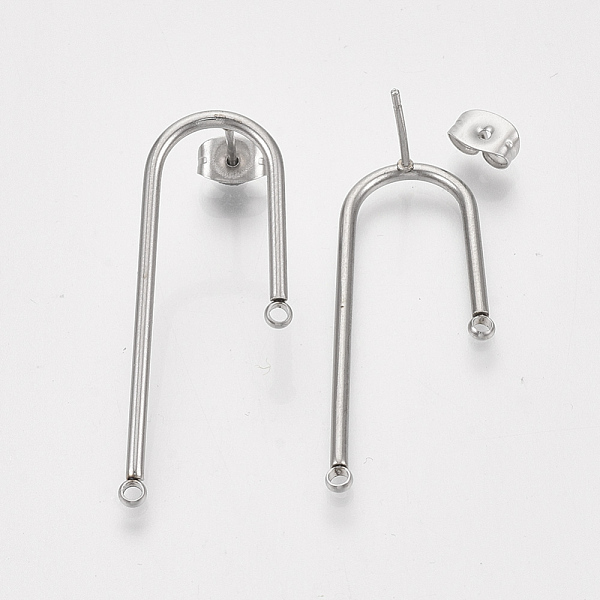 

PandaHall 304 Stainless Steel Stud Earring Findings, for DIY Earring Making, with Ear Nuts/Earring Backs, Stainless Steel Color, 37x15x1.5mm...