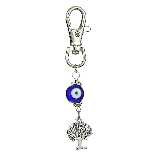 

PandaHall Alloy Tree of Life Pendant Decorations, Handmade Evil Eye Lampwork Beads and Lobster Claw Clasps Charms, Medium Blue, 91mm Alloy...