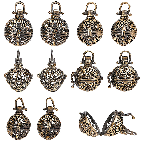 

PandaHall SUNNYCLUE 10Pcs Cage Charms Brass Locket Charms Chime Ball Bulk Antique Bronze Cage Charm for Jewelry Making Charm Hollow Perfume...