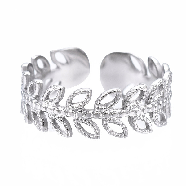 

PandaHall 304 Stainless Steel Leaf Wrap Open Cuff Ring, Chunky Hollow Ring for Women, Stainless Steel Color, US Size 7(17.3mm) 304 Stainless...