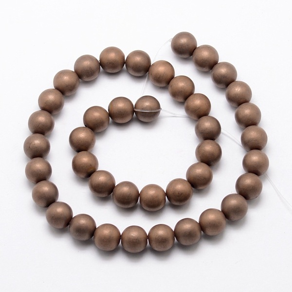 

PandaHall Electroplate Non-magnetic Synthetic Hematite Beads Strands, Matte Style, Round, Copper Plated, 10mm, Hole: 2mm, about 40pcs/strand...