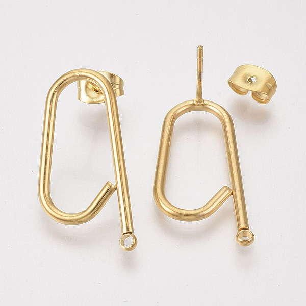

PandaHall 304 Stainless Steel Stud Earring Findings, with Ear Nuts/Earring Backs, Golden, 24x12x1.5mm, Hole: 1.5mm, Pin: 0.8mm 304 Stainless...