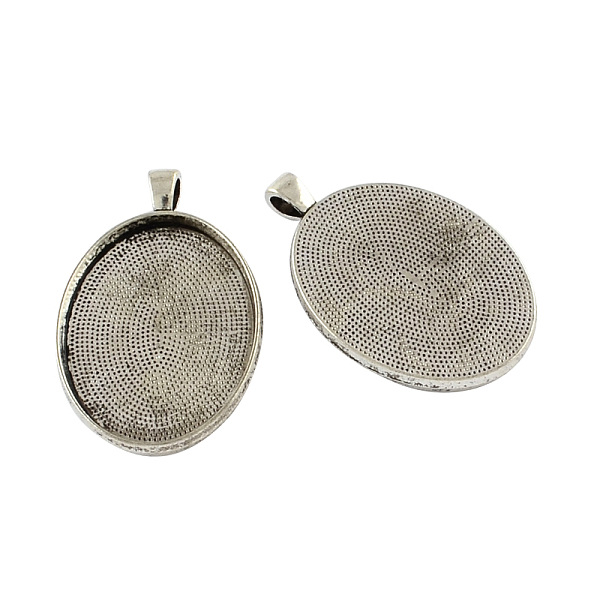 

PandaHall Tibetan Style Zinc Alloy Oval Big Pendant Cabochons Settings, Lead Free & Cadmium Free, Antique Silver, 50.5x33x3.5mm, Hole...
