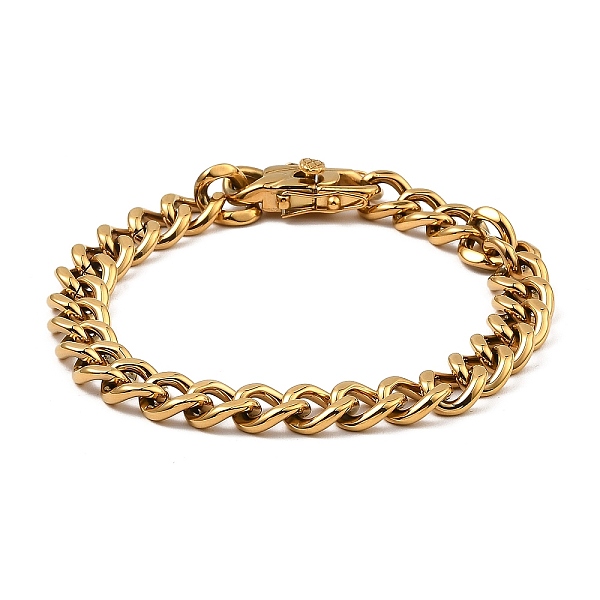 

PandaHall Ion Plating(IP) 304 Stainless Steel Cuban Link Chain Bracelet, Golden, 9-1/8 inch(23.2cm) 304 Stainless Steel