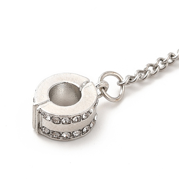 

PandaHall Rack Plating Alloy Crystal Rhinestone European Safety Chains, with Iron Curb Chains, For European Bracelet Making, Donut, Platinum..., Clear