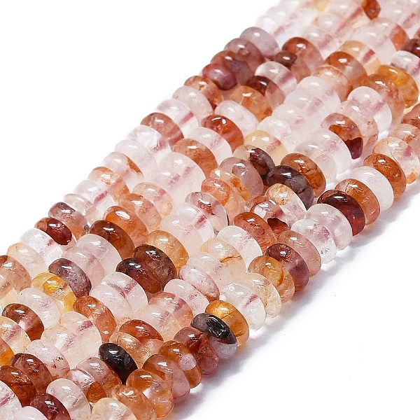 

PandaHall Natural Red Hematoid Quartz/Ferruginous Quartz Beads Strands, Fire Quartz, Disc, 6x1~3mm, Hole: 0.8mm, about 151pcs/strand...