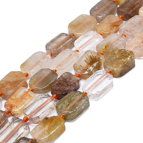 

PandaHall Natural Rutilated Quartz Beads Strands, Rectangle, 15~17x10~13x5~7mm, Hole: 1mm, about 22pcs/strand, 15.94 inch(40.5cm) Rutilated...