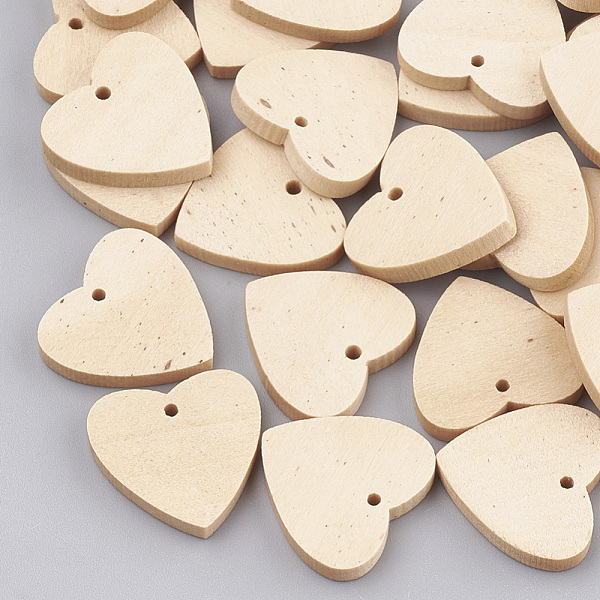 

PandaHall Wood Pendants, Heart, Wheat, 19x19x3mm, Hole: 1.5mm Wood Heart Orange