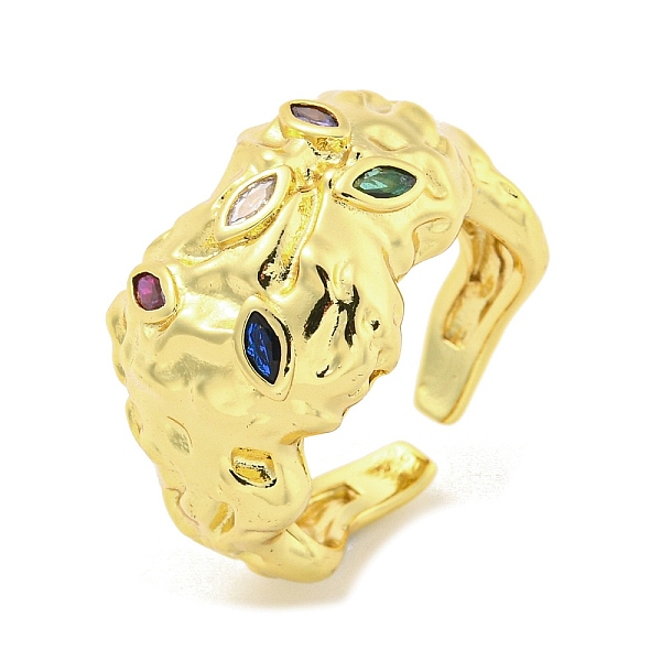 

PandaHall Brass Micro Pave Colorful Cubic Zirconia Cuff Rings, Open Rings, Horse Eye, Real 18K Gold Plated, Adjustable Brass+Cubic Zirconia...