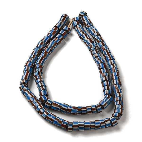 

PandaHall Handmade Nepalese Lampwork Beads, Column with Stripe, Dodger Blue, 9~11x4~10mm, Hole: 2mm, about 101pcs/strand, 25.98~26.77''...