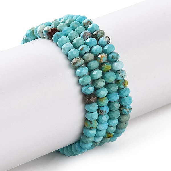 

PandaHall Natural Howlite Beads Strands, Dyed, Faceted, Rondelle, Medium Turquoise, 3x2mm, Hole: 0.8mm, about 171~176pcs/strand...