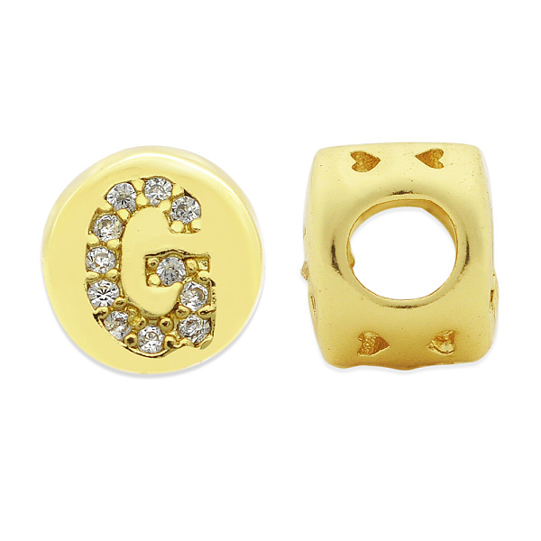 

PandaHall Brass Micro Pave Clear Cubic Zirconia Beads, Flat Round with Letter, Letter.G, 7.5x6.5mm, Hole: 3.5mm, 3pcs/bag Brass+Cubic...