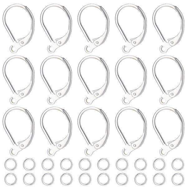 

PandaHall Beebeecraft 1 Box 20Pcs 925 Sterling Silver Plated Leverback Earwires French Earring Hooks 15.6x10x2mm Interchangeable Dangle Ear...