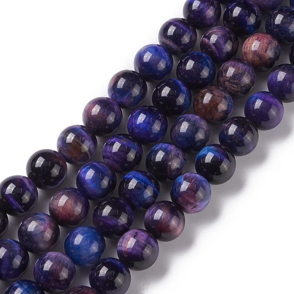 

PandaHall Natural Galaxy Tiger Eye Beads Strands, Round, Dyed & Heated, Midnight Blue, 12mm, Hole: 1mm, about 33pcs/strand, 15.35''(39cm)...