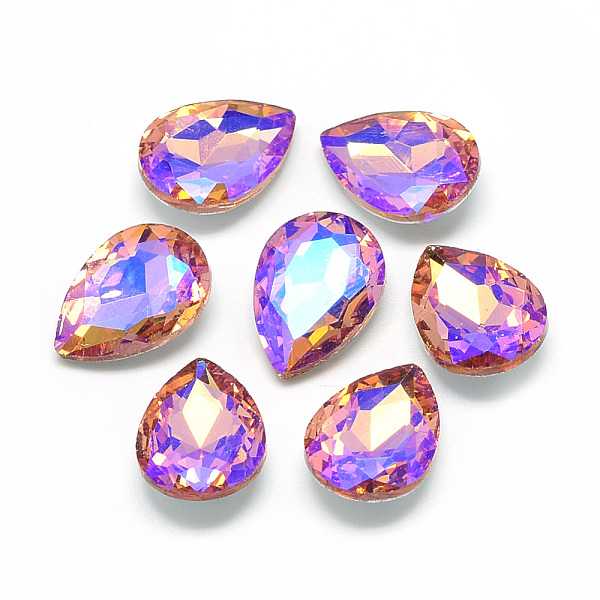 

PandaHall Pointed Back Glass Rhinestone Cabochons, Back Plated, Faceted, AB Color Plated, teardrop, Dark Salmon, 25x18x6mm Glass Rhinestone..., Red
