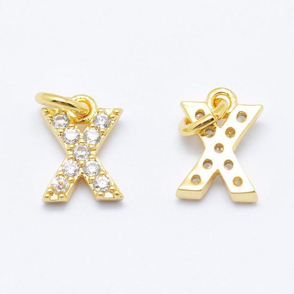 

PandaHall Brass Micro Pave Grade AAA Cubic Zirconia Charms, Letter X, Cadmium Free & Nickel Free & Lead Free, Real 18K Gold Plated..., Clear