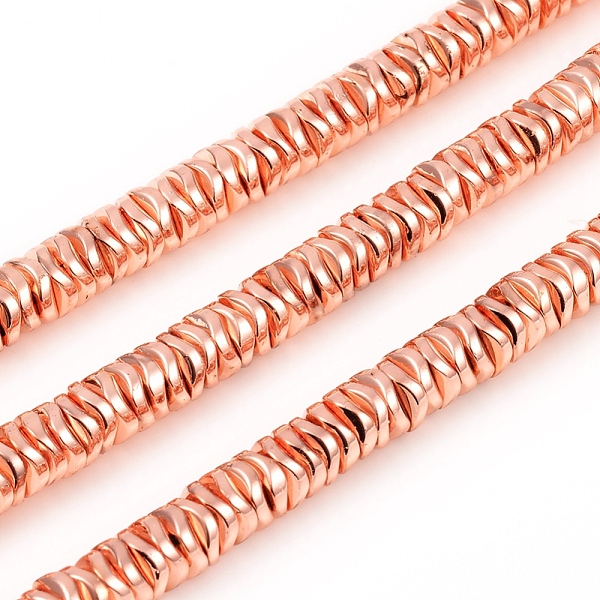 

PandaHall Electroplated Non-magnetic Synthetic Hematite Beads Strands, Wave Flat Round/Disc, Rose Gold Plated, 6x1.5mm, Hole: 1mm, about...