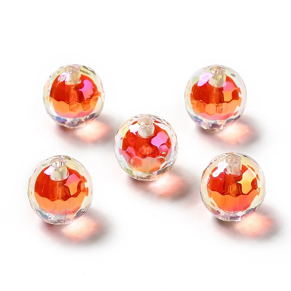 

PandaHall Two Tone UV Plating Rainbow Iridescent Acrylic Beads, Round, Orange Red, 16x16mm, Hole: 3~3.1mm Acrylic Round Red
