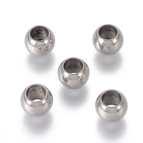 

PandaHall 201 Stainless Steel Beads, 8x6mm, Hole: 4mm 201 Stainless Steel Round