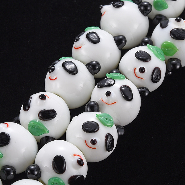 

PandaHall Handmade Bumpy Lampwork Beads Strands, Panda, Floral White, 15~17x16~18x16~17mm, Hole: 2mm, about 30pcs/strand, 17.32 inch(44cm)...