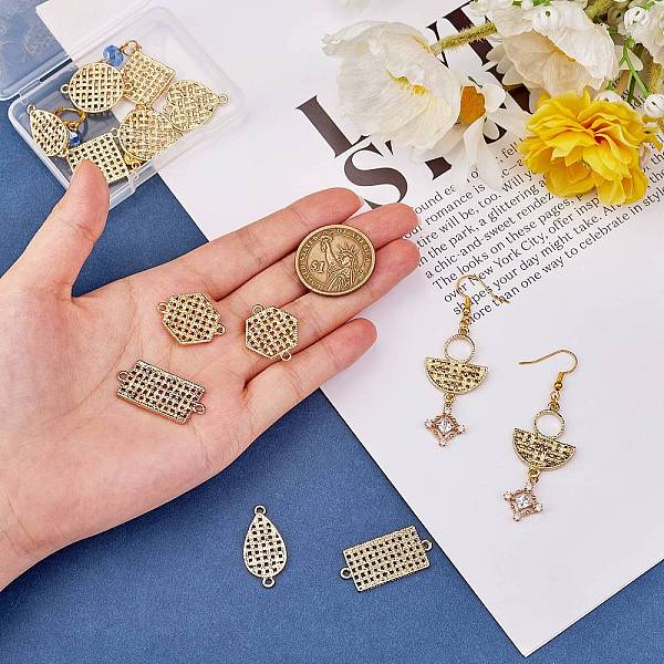 

PandaHall 14Pcs 7 Styles Alloy Links Connectors, Flat Round/Mushroom/Hexagon/Rectangle/Rhombus/Teardrop/Heart, Golden, 2pcs/style Alloy...