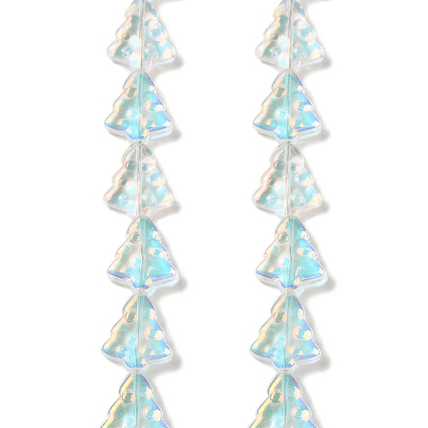 

PandaHall Transparent Electroplate Glass Beads Strands, Rainbow Plated, Christmas Trees, Clear AB, 15.5~16x14.5~15x4.5~5mm, Hole: 1mm, about..., White