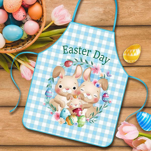 

PandaHall Cute Easter Pattern Cloth Sleeveless Apron, with Double Shoulder Belt, for Household Cleaning Cooking, Deep Sky Blue, 680x550mm...