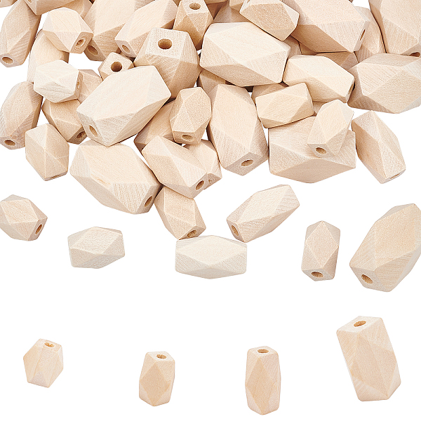 

PandaHall Unfinished Wood Beads, Natural Wooden Beads, Faceted, Polygon, BurlyWood, 13x9.5x10mm, Hole: 3mm, 80pcs/bag Schima Wood Polygon..., Orange