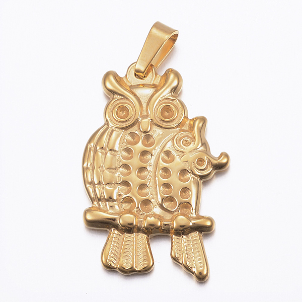 

PandaHall Ion Plating(IP) 304 Stainless Steel Pendant Rhinetsone Settings, Owl, Golden, 34x22.5x3mm, Hole: 8x4mm, Fit for 1.5~2mm Rhinestone...