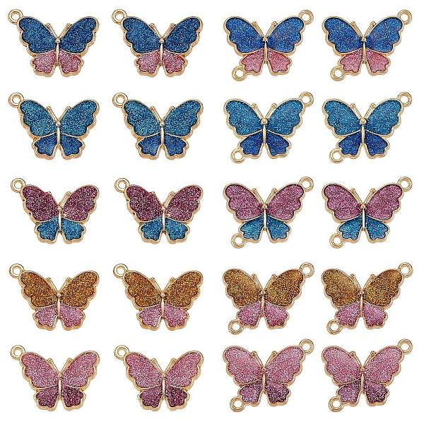 

PandaHall 20Pcs Butterfly Alloy Enamel Pendants & Links Connectors, with Glitter Powder, for Jewelry Necklace Bracelet Earring Bracelet...