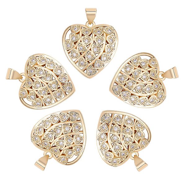 

PandaHall 5Pcs Brass Micro Pave Clear Cubic Zirconia Pendants, Nickel Free, Heart, Real 18K Gold Plated, 21x20x4mm, Hole: 3x5mm Brass+Cubic...