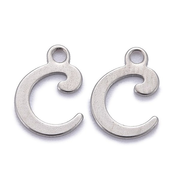 

PandaHall 304 Stainless Steel Pendants, Alphabet, Stainless Steel Color, Letter.C, 11x8x1mm, Hole: 1.5mm 304 Stainless Steel Letter C