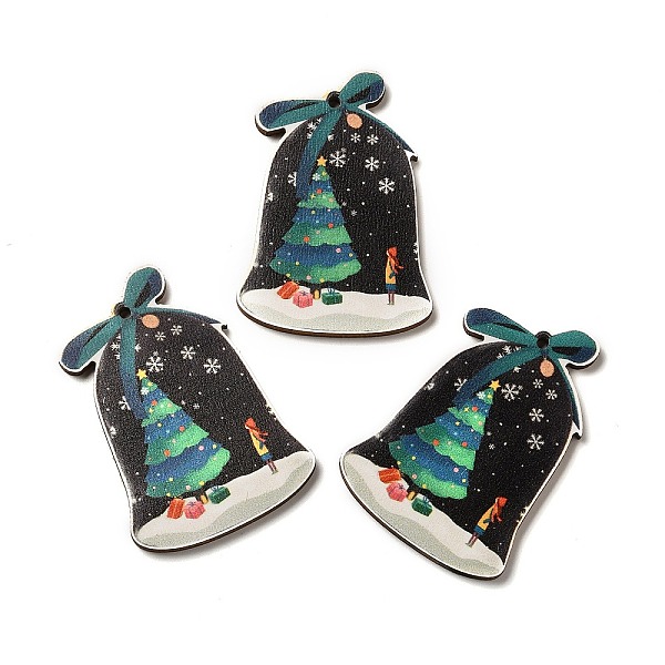 

PandaHall Single Face Printed Wood Big Pendants, Christmas Charms, Christmas Bell, 54.5x38x2.6mm, Hole: 2mm Wood Christmas Bell