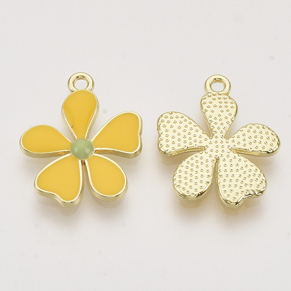 

PandaHall Alloy Enamel Pendants, Light Gold, Flower, Gold, 20x17x2mm, Hole: 1.6mm Alloy+Enamel Flower Gold