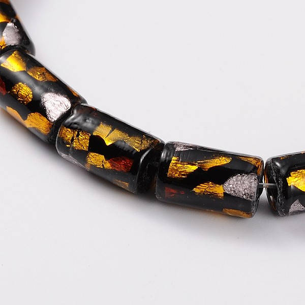 

PandaHall Handmade Gold and Silver Foil Glass Column Beads, Gold, 13x8mm, Hole: 1mm Gold & Silver Foil Column Gold